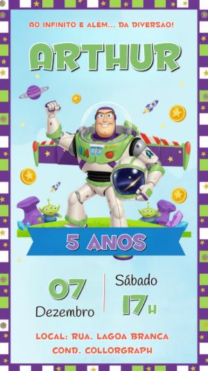 Convite de Aniversário Toy Story Buzz Lightyear para Editar