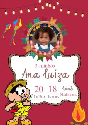 Convite Festa Junina Magali com Foto para Editar Online