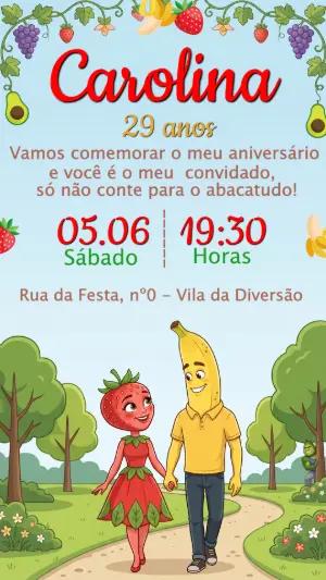 Convite Aniversário Divertido Abacatudo Modelo Editável
