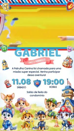 Convite Animado Aniversário Patrulha Canina para Editar Online