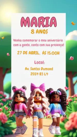 Convite de Aniversário Roblox Menina para Editar Online