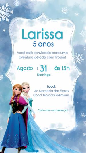 Convite de Aniversário Frozen com Personagens para Editar