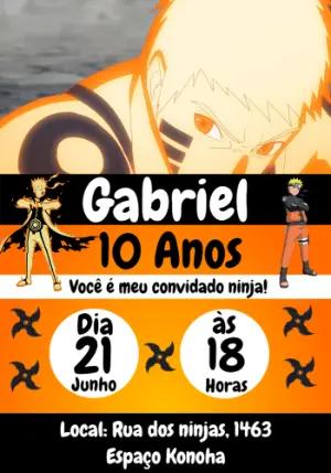 Convite Animado Aniversário Naruto para Editar Online