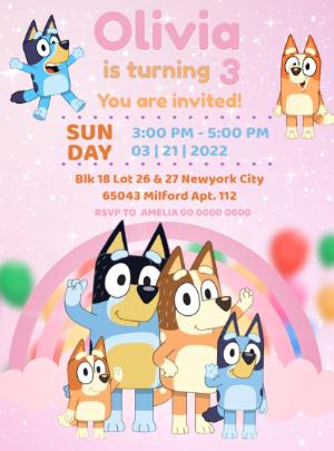 Bluey Birthday Party Invitation to Edit Online
