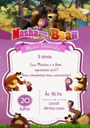 Convite Aniversário Masha e o Urso para Editar Online