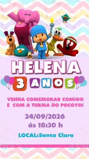 Convite de Aniversário Pocoyo Colorido para Editar Online