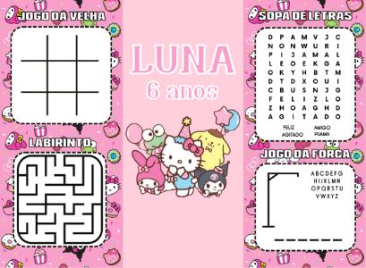 Lembrancinha Hello Kitty: Revistinha de Atividades Editável