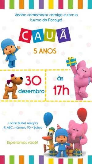 Convite de Aniversário Pocoyo e Turma para Editar Online