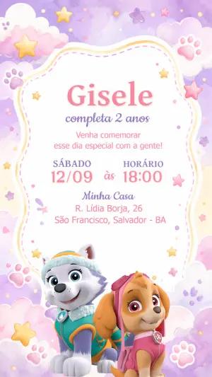 Convite Digital Patrulha Canina Skye e Everest Editável