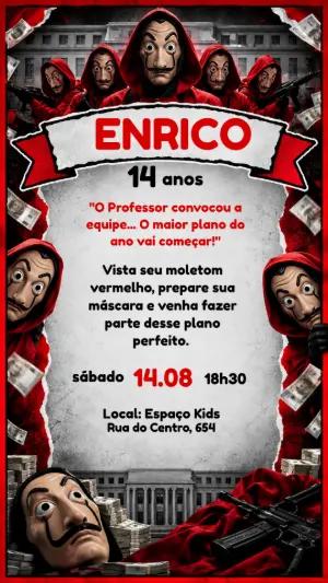 Convite de Aniversário La Casa de Papel Editável