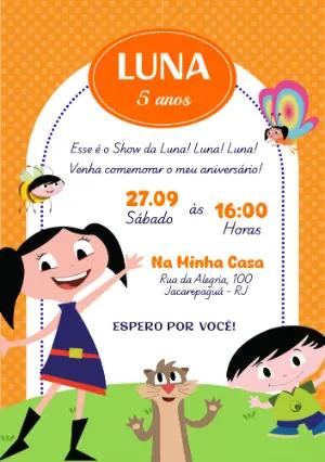 Convite de Aniversário Show da Luna Colorido para Editar