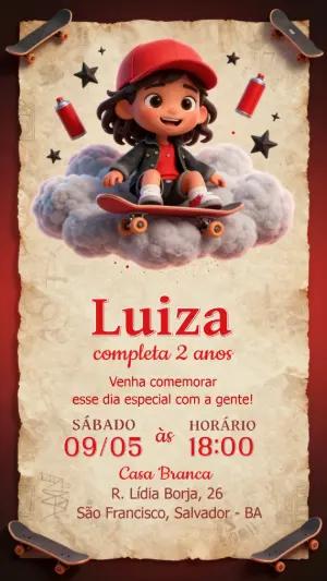 Convite de Aniversário Skate Infantil Radical para Editar