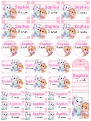 Kit Etiquetas Escolares Patrulha Canina Menina Editável