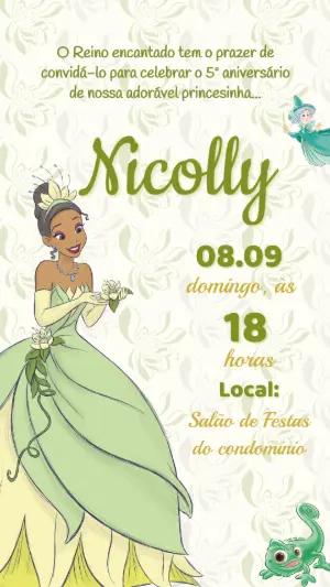 Convite Aniversário Princesa Tiana e o Sapo para Editar Online