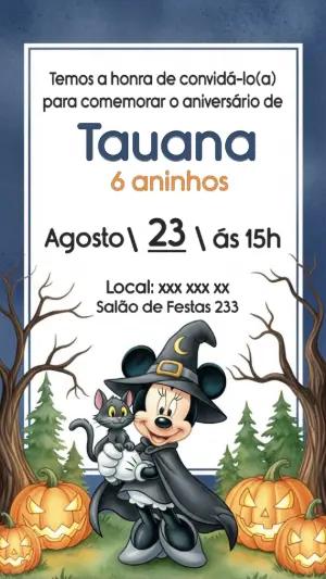 Convite Aniversário Minnie Halloween para Editar Online