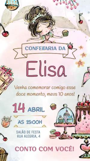Convite Aniversário Confeitaria Doce para Editar Online