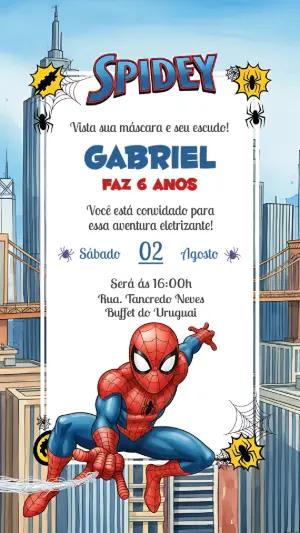 Convite de Aniversário Homem Aranha para Editar Online