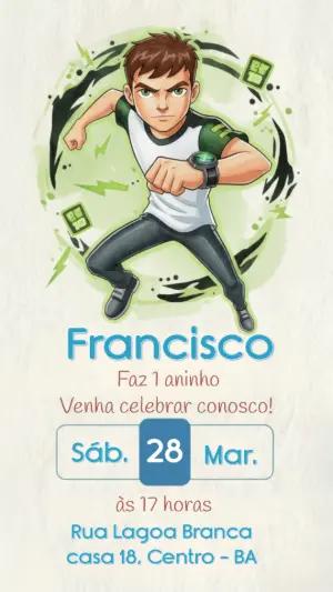 Convite Digital Ben 10 para Aniversário Infantil Editável