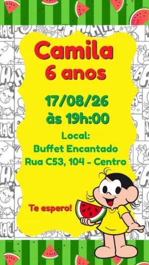 Convite de Aniversário Magali Melancia para Editar e Enviar