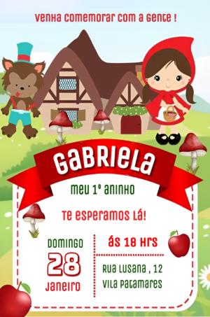 Convite Aniversário Chapéuzinho Vermelho para Editar Online