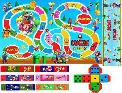 Jogo de Tabuleiro com Lapela Super Mario para Imprimir