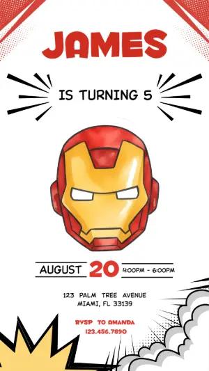 Editable Superhero Birthday Invitation with Comic Book Style