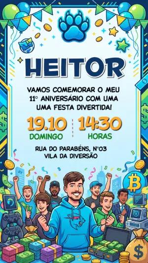 Convite de Aniversário Mr Beast Digital para Editar