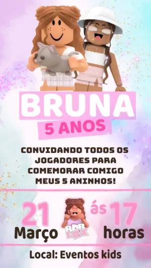 Convite de Aniversário Roblox Menina Rosa para Editar Online