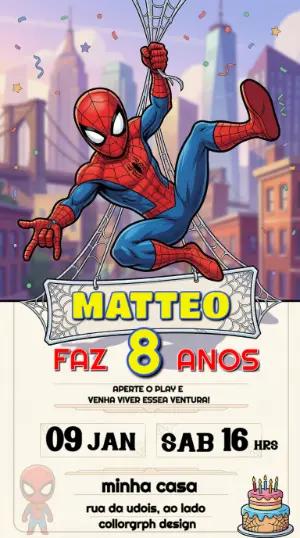 Convite de Aniversário Homem-Aranha Estilo Quadrinhos Editável