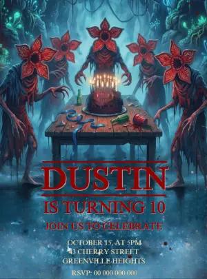 Spooky Demogorgon Birthday Invitation - Editable Digital Template