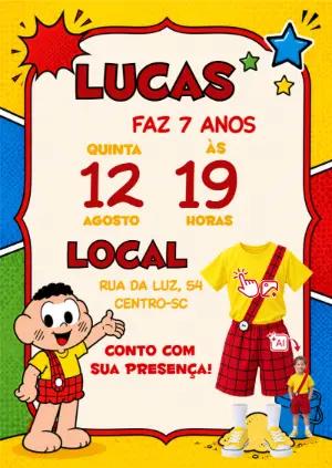 Convite Cascão Turma da Mônica: Vire o personagem com sua foto!
