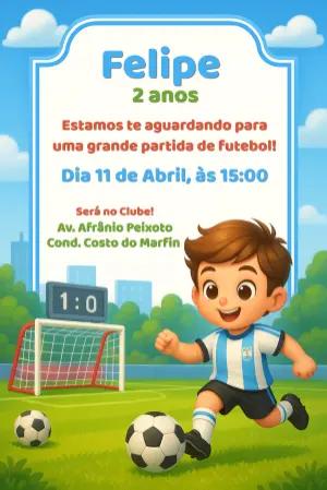 Convite de Aniversário Futebol Menino para Editar Online