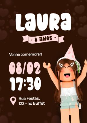 Convite de Aniversário Roblox Menina Editável Online