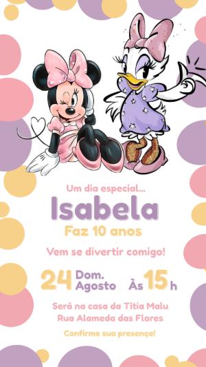 Convite de Aniversário Minnie e Margarida Editável