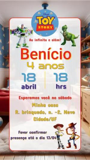 Convite Digital Toy Story: Modelo Editável para Aniversário