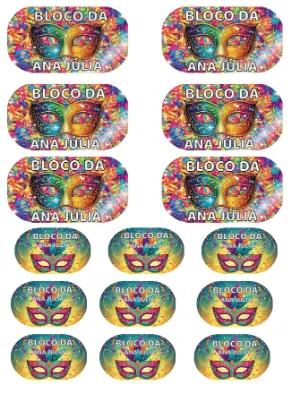 Etiqueta de Carnaval Bloquinho Colorida para Editar