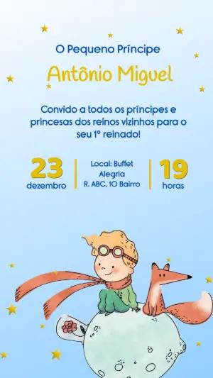 Convite de Aniversário O Pequeno Príncipe Editável Online