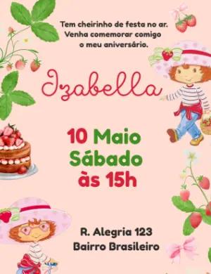 Convite de Aniversário Moranguinho para Editar Online