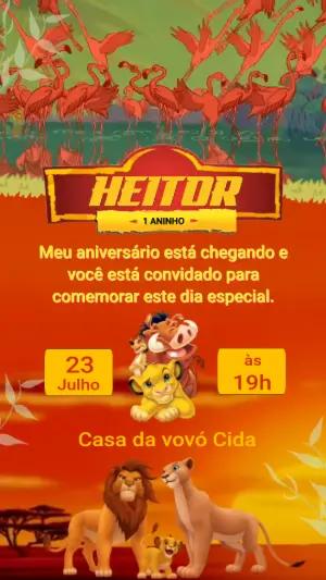 Convite Animado Aniversário Rei Leão para Editar Online