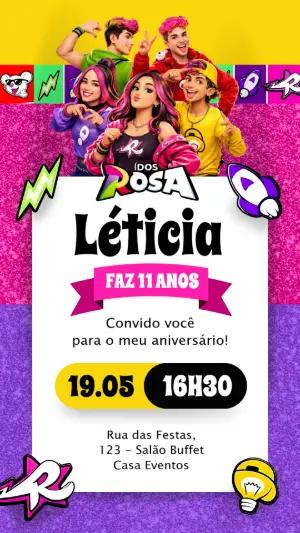 Convite de Aniversário Dos Rosa Colorido para Editar Online