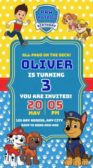 Paw Patrol Birthday Invitation | Colorful & Fun Editable Template