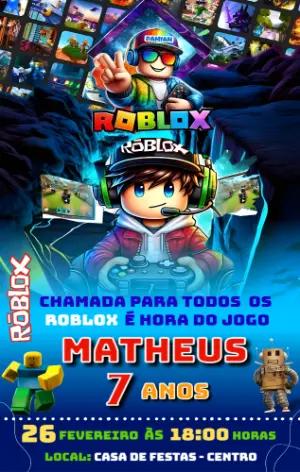 Convite de Aniversário Roblox Gamer Vibrante para Editar