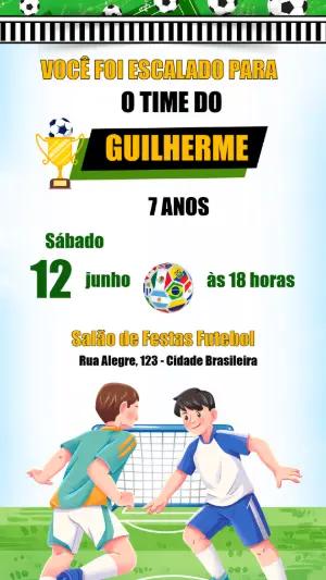 Convite de Aniversário Futebol Infantil para Editar
