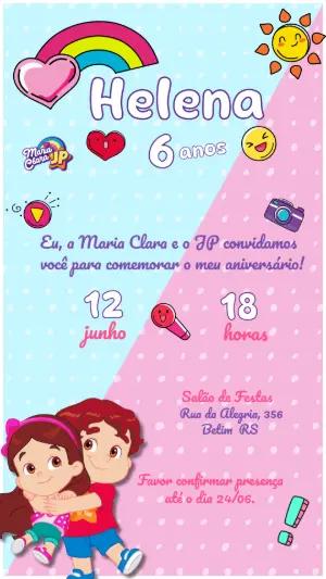 Convite de Aniversário Maria Clara e JP Digital para Editar