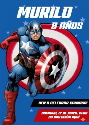 Invitación de Cumpleaños del Capitán América para Editar Online