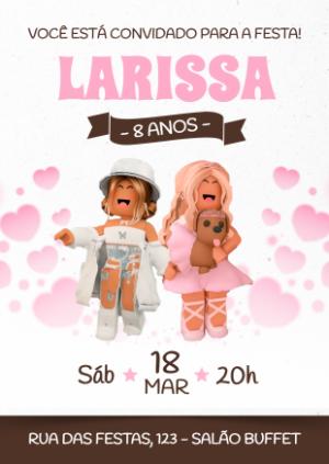 Convite de Aniversário Roblox Menina para Editar Online