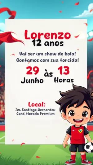 Convite Aniversário Futebol Menino para Editar Online