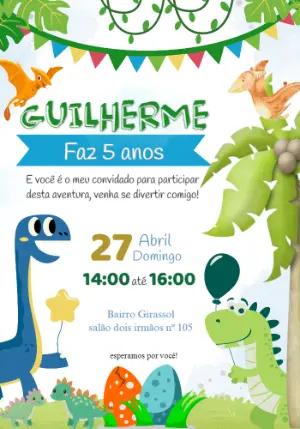 Convite Aniversário Dinossauro Fofo para Editar Online