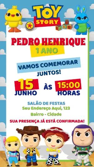 Convite de Aniversário Toy Story com Personagens para Editar