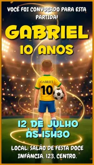 Convite de Aniversário Futebol no Estádio para Editar